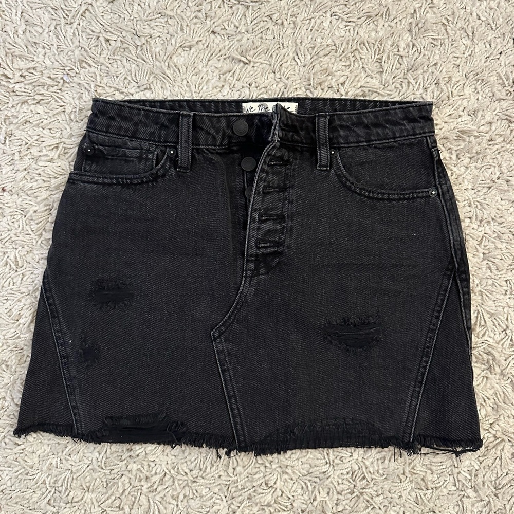 Free People Black Jean Skirt